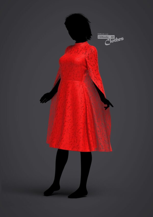 Female Red Lace Dress - 85 Marvelous Designer and Clo3D