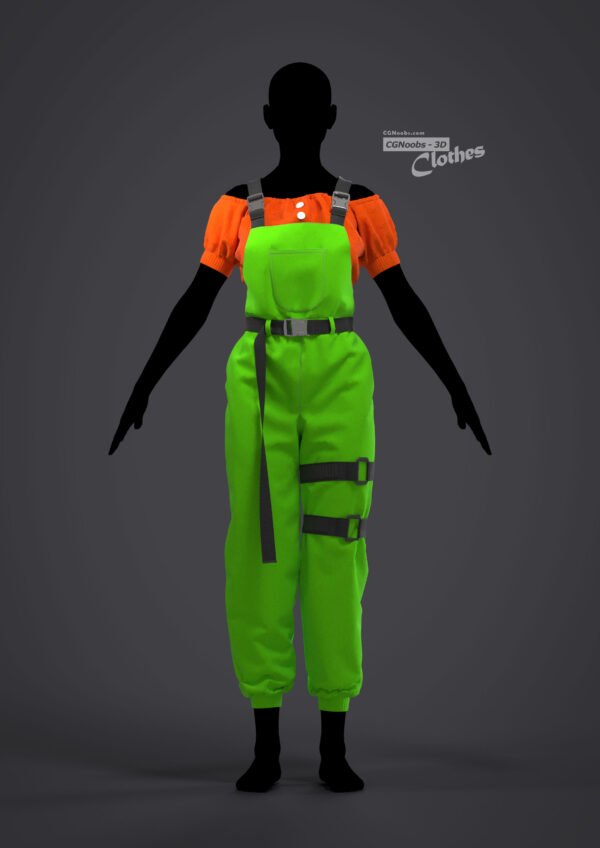 Women Overall Outfit - 31 Marvelous Designer and Clo3D - Image 2