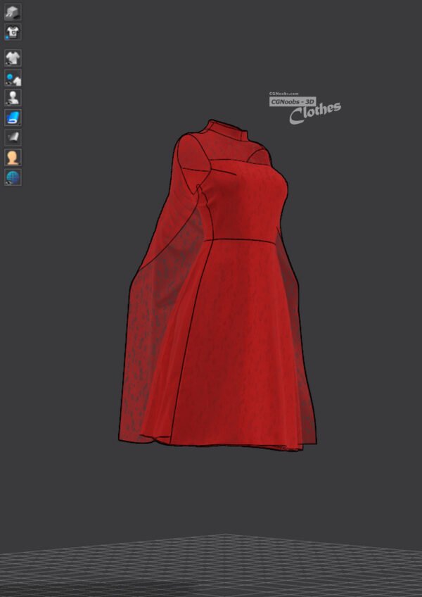 Female Red Lace Dress - 85 Marvelous Designer and Clo3D - Image 4