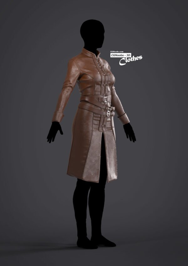 Female Leather Coat - 105 Marvelous Designer and Clo3D