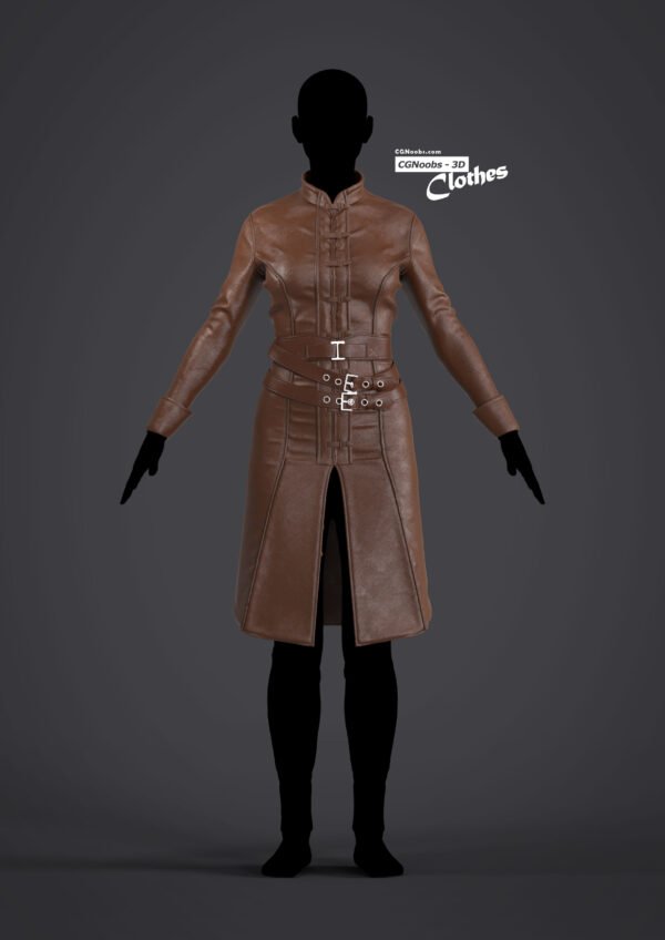 Female Leather Coat - 105 Marvelous Designer and Clo3D - Image 2