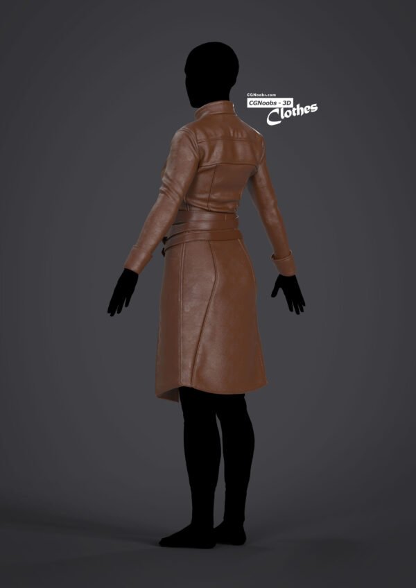 Female Leather Coat - 105 Marvelous Designer and Clo3D - Image 3