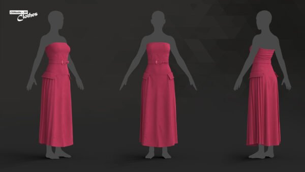 Women Red Dress - 115 Marvelous Designer and Clo3D - Image 2
