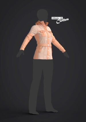 Women Orange Coat - 116 Marvelous Designer and Clo3D