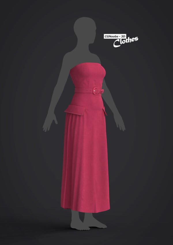 Women Red Dress - 115 Marvelous Designer and Clo3D
