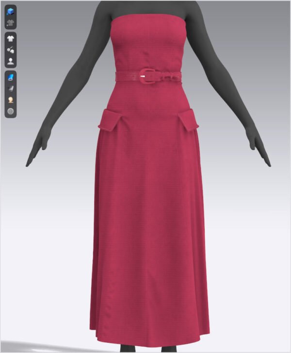 Women Red Dress - 115 Marvelous Designer and Clo3D - Image 7