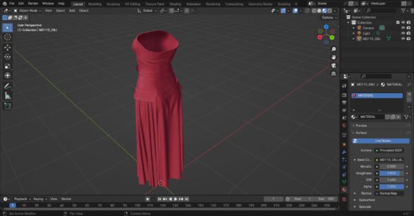 Women Red Dress - 115 Marvelous Designer and Clo3D - Image 4