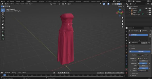 Women Red Dress - 115 Marvelous Designer and Clo3D - Image 3