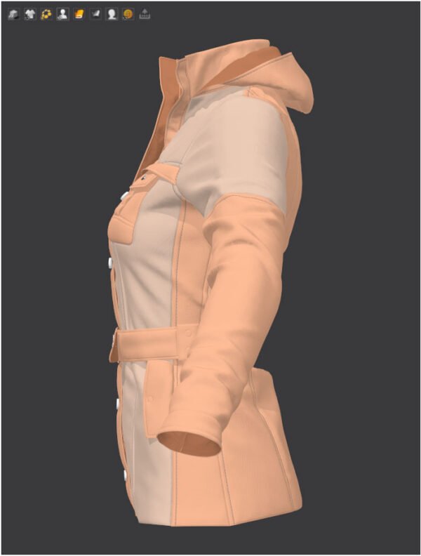 Women Orange Coat - 116 Marvelous Designer and Clo3D - Image 3