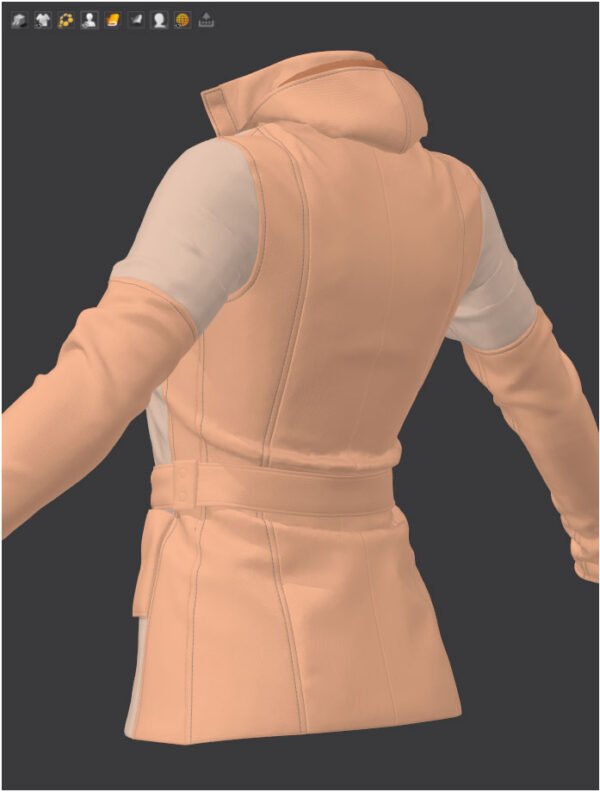 Women Orange Coat - 116 Marvelous Designer and Clo3D - Image 4