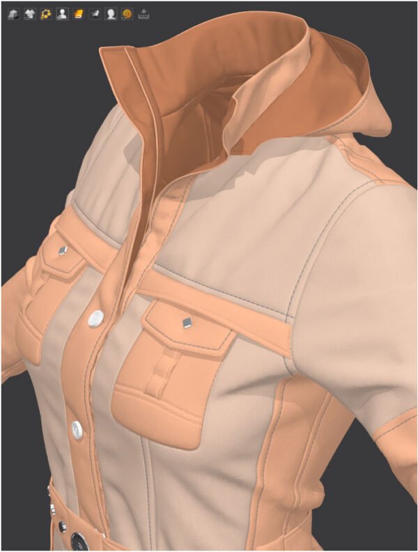 Women Orange Coat - 116 Marvelous Designer and Clo3D - Image 5