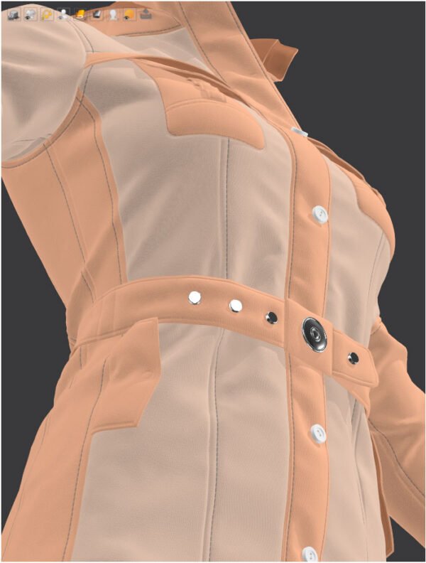 Women Orange Coat - 116 Marvelous Designer and Clo3D - Image 6